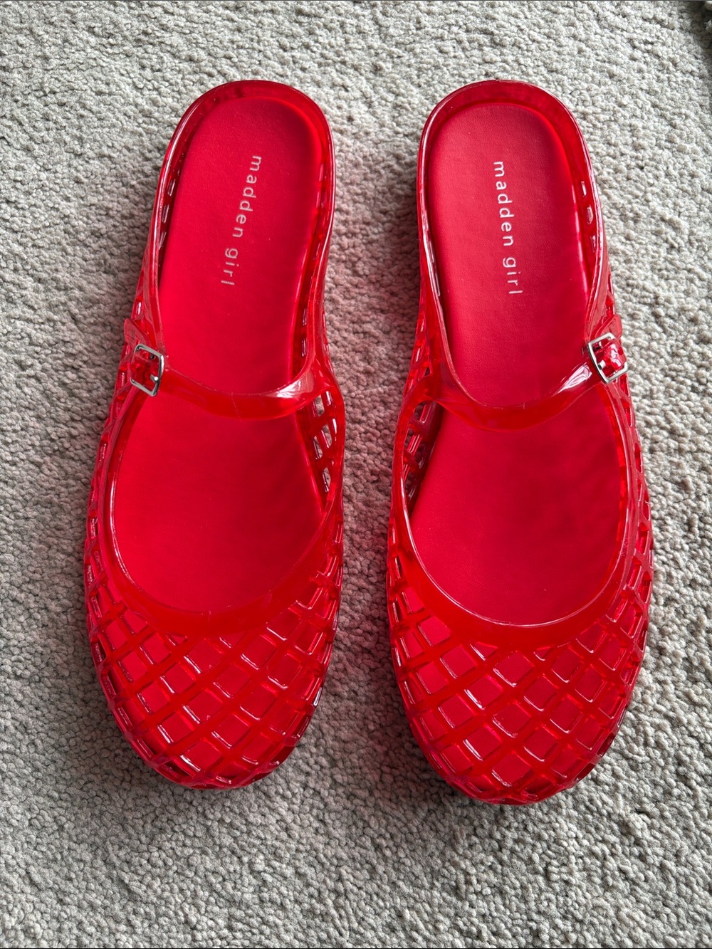 Madden Girl Women's Red Jelly Slip-On Flats
